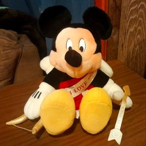 Walt Disney "I Love You" Valentine's Cupid Mickey Mouse Plush Toy 14" **Stands!!